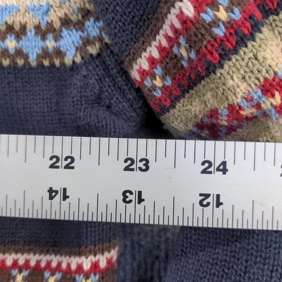 Tommy Hilfiger Golf Men's Pullover Sweater Blue Large Fair Isle Striped V-Neck - Picture 12 of 12